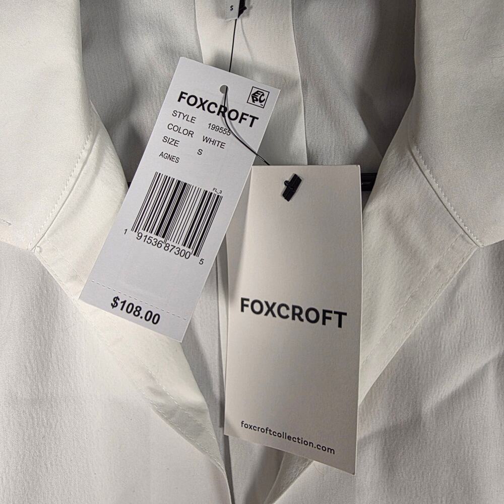 Foxcroft Agnes Blouse Small NWT White Popover Tunic Shirt - Picture 3 of 6